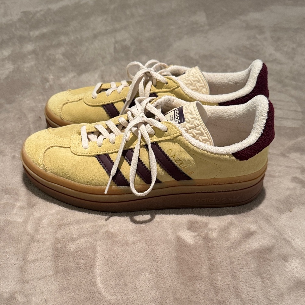 Adidas Women's Vibrant Yellow and Burgundy Sneakers